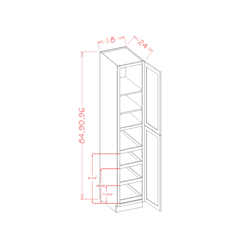 US Cabinets-Highland-Shaker-Grey-TWO-DOOR-UTILITY-ROLLOUT-SHELF-CABINET-KIT