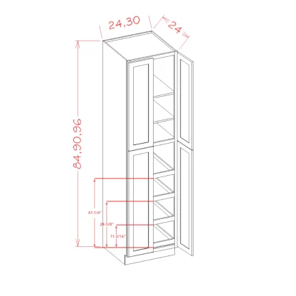 US Cabinets-Highland-Shaker-White-FOUR-DOOR-UTILITY-ROLLOUT-SHELF-CABINET-KIT