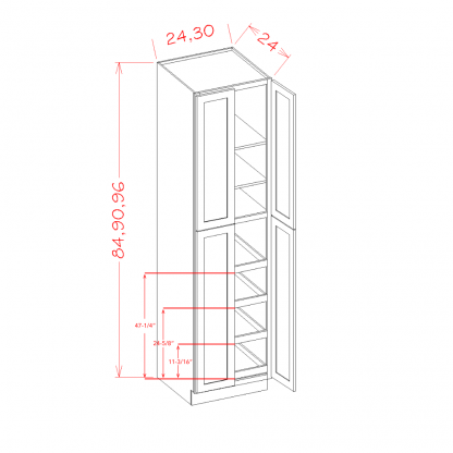 US Cabinets-Highland-Casselberry-Saddle-FOUR-DOOR-UTILITY-ROLLOUT-SHELF-CABINET-KIT