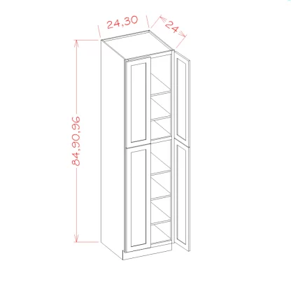 US Cabinets-Highland-Shaker-White-FOUR-DOOR-UTILITY-CABINETS