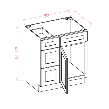 US Cabinets-Highland-Shaker-White-VANITY-COMBO-BASES-WITH-DRAWERS-LEFT