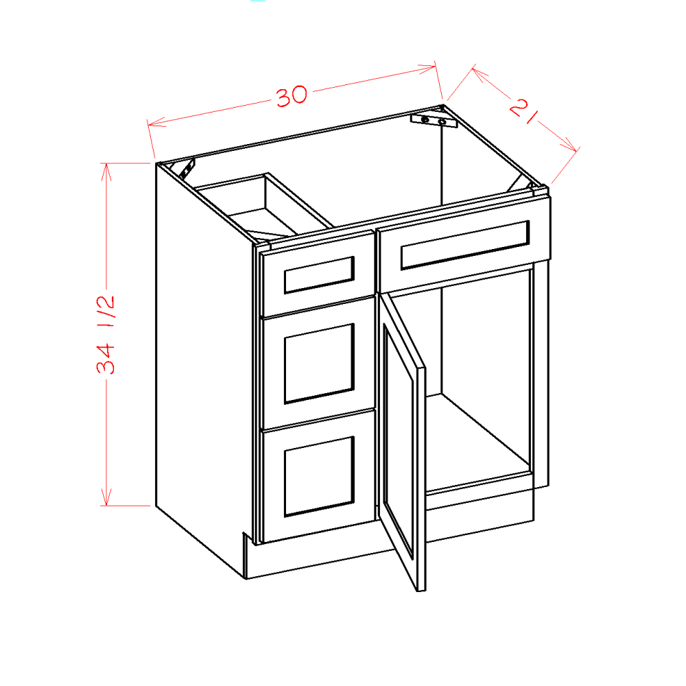 US Cabinets-Highland-Shaker-Antique White-VANITY-COMBO-BASES-WITH-DRAWERS-LEFT