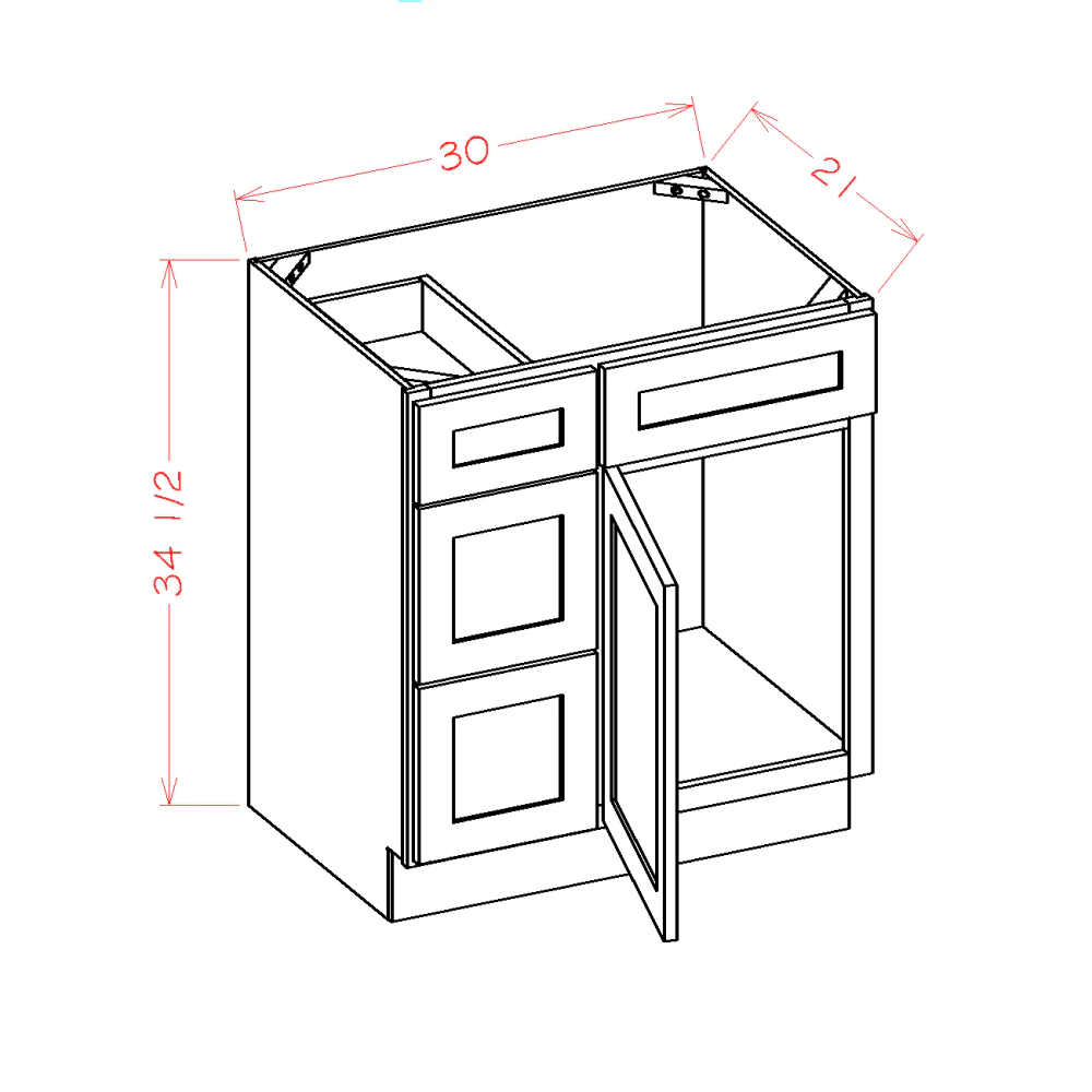 US Cabinets-Highland-Shaker-Dove-VANITY-COMBO-BASES-WITH-DRAWERS-LEFT