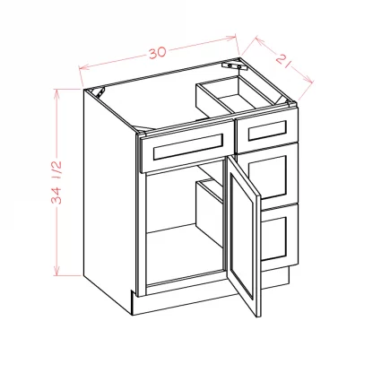 US Cabinets-Highland-Shaker-Dove-VANITY-COMBO-BASES-WITH-DRAWERS-RIGHT