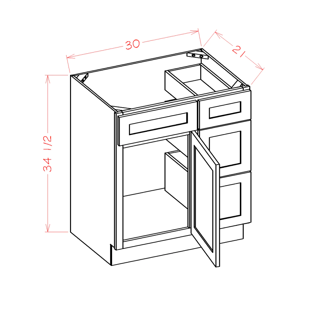 US Cabinets-Highland-Shaker-Grey-VANITY-COMBO-BASES-WITH-DRAWERS-LEFT