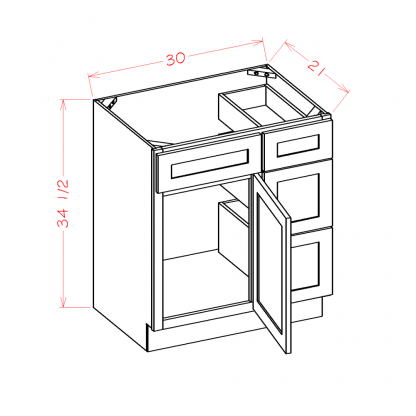 US Cabinets-Highland-Shaker-Cinder-VANITY-COMBO-BASES-WITH-DRAWERS-RIGHT