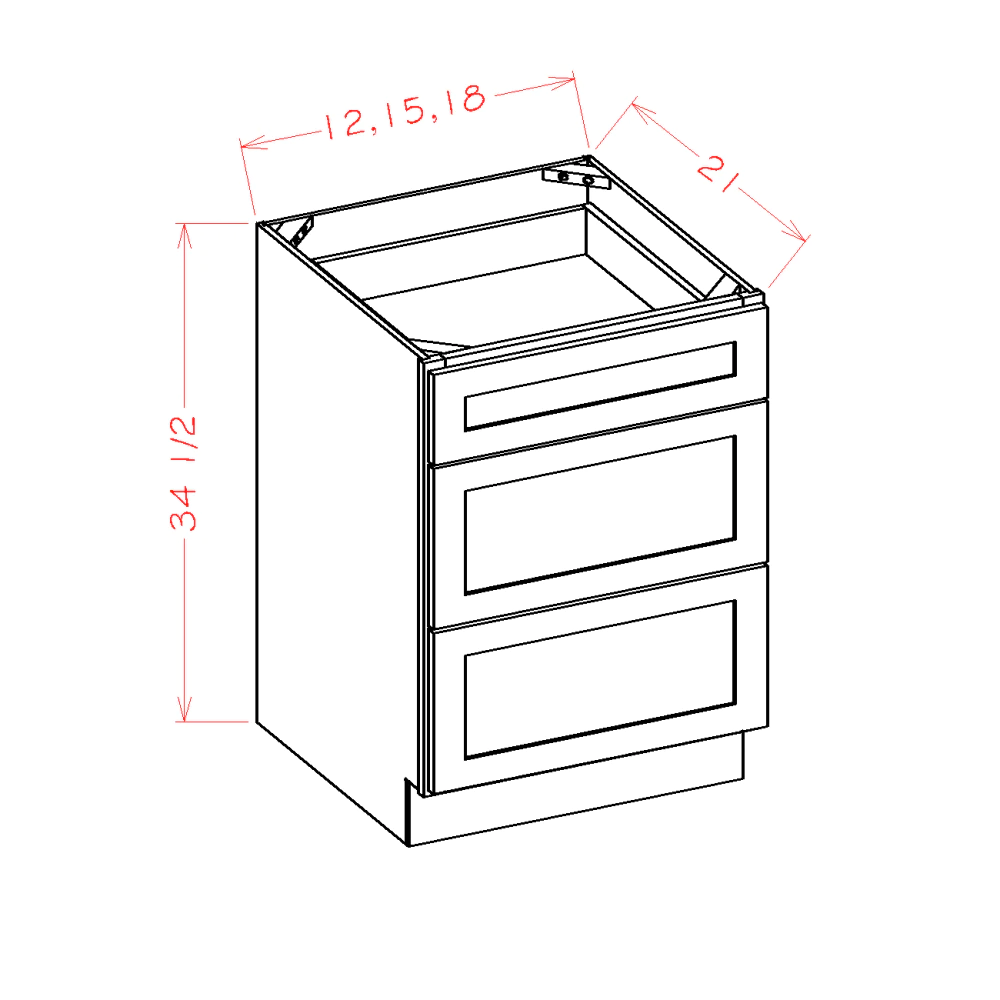 US Cabinets-Highland-Shaker-Grey-VANITY-DRAWER-BASES