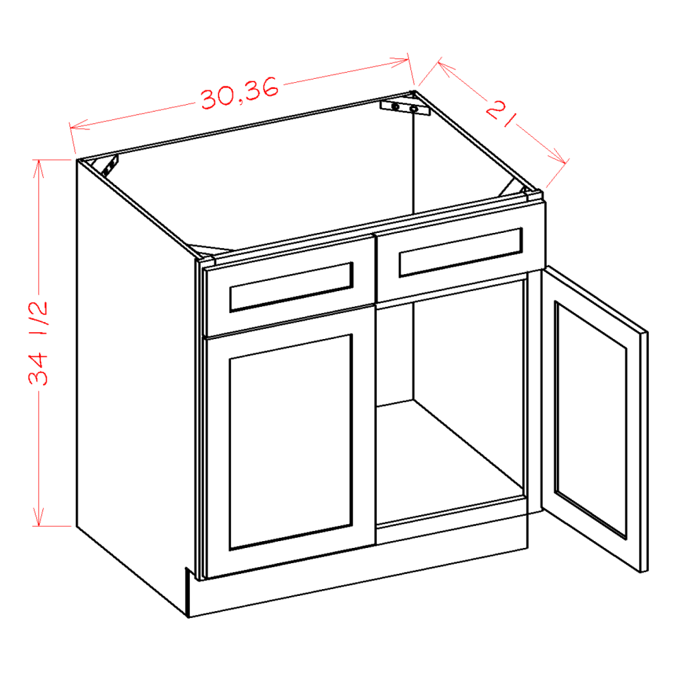 US Cabinets-Highland-Casselberry-Antique White-DOUBLE-DOOR-DOUBLE-DRAWER-FRONT-VANITY-SINK-BASES