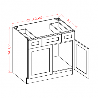 US Cabinets-Highland-Shaker-Cinder-VANITY-COMBO-BASES