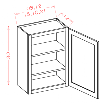 US Cabinets-Highland-Shaker-Grey-30"-HIGH-SINGLE-DOOR-WALL-CABINETS