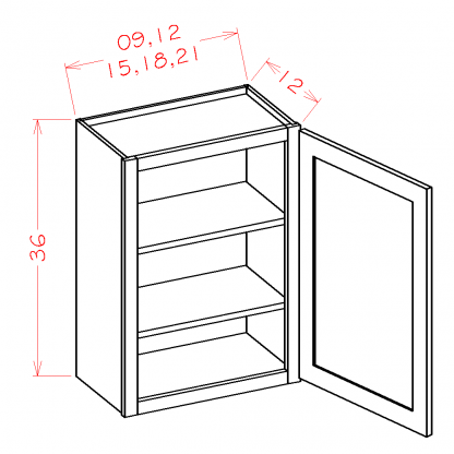 US Cabinets-Highland-Shaker-White-36"-HIGH-SINGLE-DOOR-WALL-CABINETS