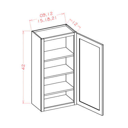 US Cabinets-Highland-Shaker-Cinder-42"-HIGH-SINGLE-DOOR-WALL-CABINETS