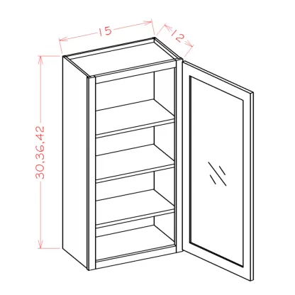 US Cabinets-Highland-Shaker-Dove-SINGLE-GLASS-DOOR-WALL-CABINETS