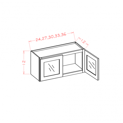 US Cabinets-Highland-Shaker-Cinder-12"-HIGH-DOUBLE-GLASS-DOOR-WALL-STACKER-CABINETS