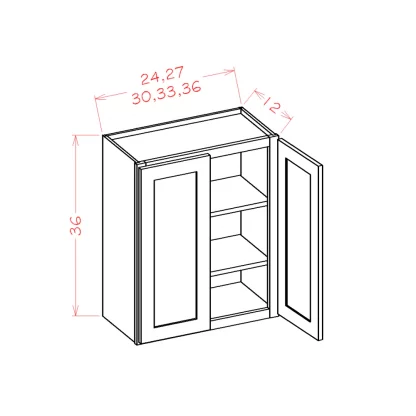 US Cabinets-Highland-Shaker-Grey-36"-HIGH-DOUBLE-DOOR-WALL-CABINETS