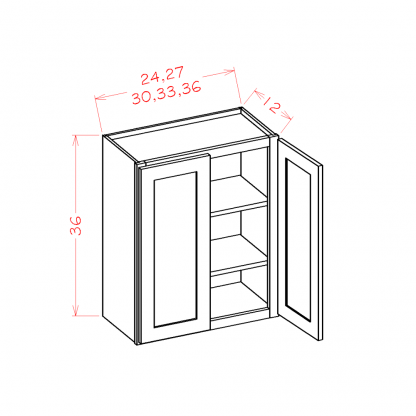 US Cabinets-Highland-Shaker-Cinder-36"-HIGH-DOUBLE-DOOR-WALL-CABINETS