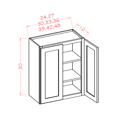 US Cabinets-Highland-Casselberry-Saddle-30"-HIGH-DOUBLE-DOOR-WALL-CABINETS