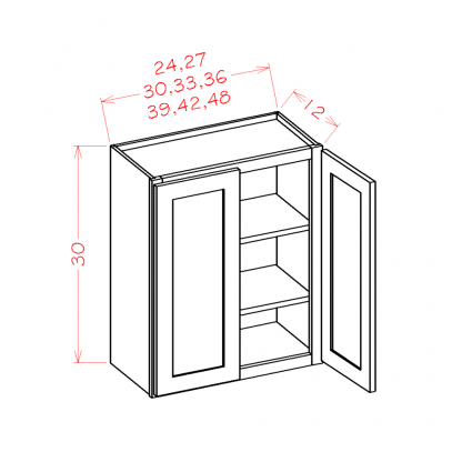 US Cabinets-Highland-Shaker-Antique White-30"-HIGH-DOUBLE-DOOR-WALL-CABINETS