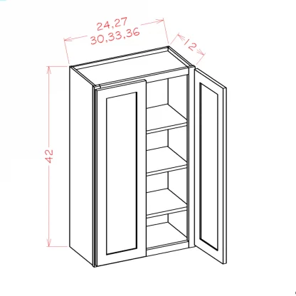 US Cabinets-Highland-Shaker-White-42"-HIGH-DOUBLE-DOOR-WALL-CABINETS