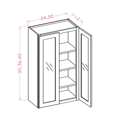 US Cabinets-Highland-Shaker-White-DOUBLE-GLASS-DOOR-WALL-CABINETS