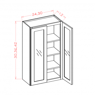 US Cabinets-Highland-Casselberry-Antique White-DOUBLE-GLASS-DOOR-WALL-CABINETS