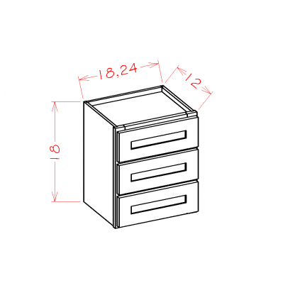 US Cabinets-Highland-Shaker-Grey-THREE-DRAWER-TOWER-STACKING-CABINETS