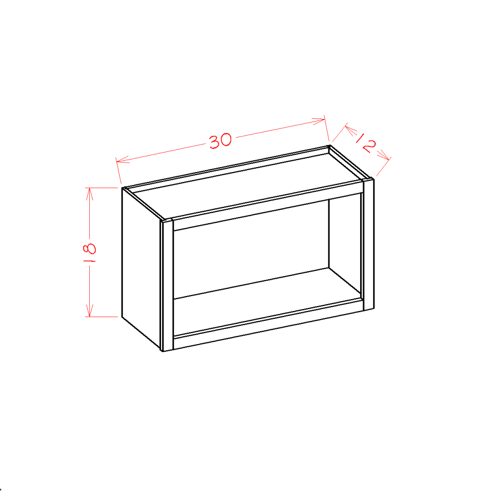 US Cabinets-Highland-Shaker-Cinder-WALL-OPEN-CABINET