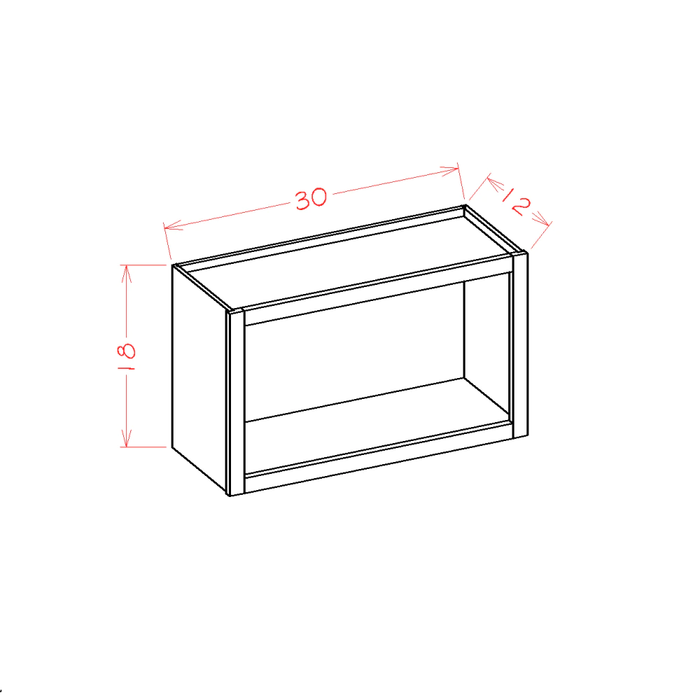 US Cabinets-Highland-Shaker-Grey-WALL-OPEN-CABINET