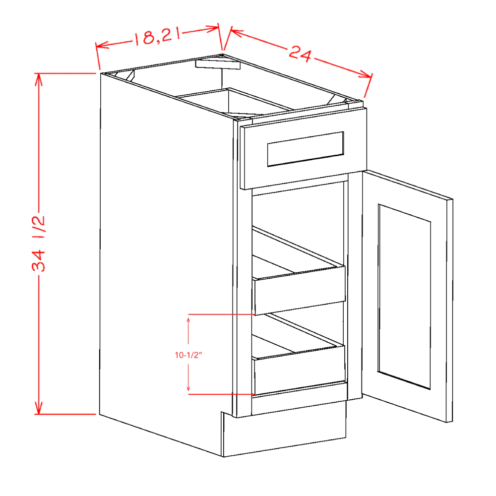 US Cabinets-Highland-Torrance-White-SINGLE-DOOR-SINGLE-DRAWER-TWO-ROLLOUT-SHELF-BASE-KITS