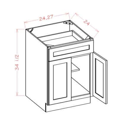 US Cabinets-Highland-Shaker-White-DOUBLE-DOOR-SINGLE-DRAWER-BASES