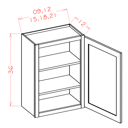 US Cabinets-Highland-Shaker-Dove-36"-HIGH-SINGLE-DOOR-WALL-CABINETS