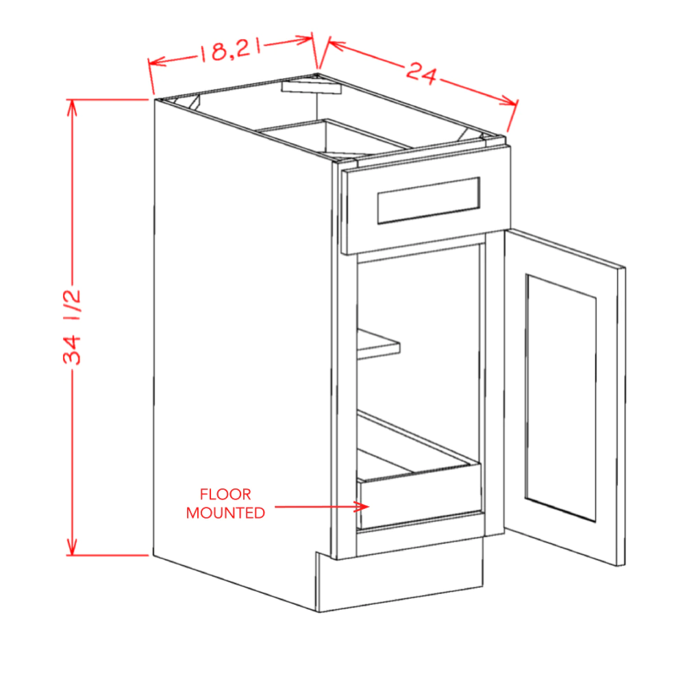 US Cabinets-Highland-Shaker-Dove-SINGLE-DOOR-SINGLE-DRAWER-ONE-ROLLOUT-SHELF-BASE-KITS