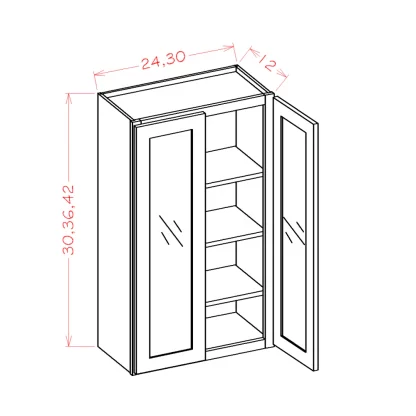 US Cabinets-Highland-Torrance-White-DOUBLE-GLASS-DOOR-WALL-CABINETS