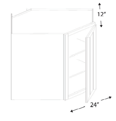 Blue Valley-Shaker-Modern Slate-24 inch Diagonal Corner Wall Cabinet
